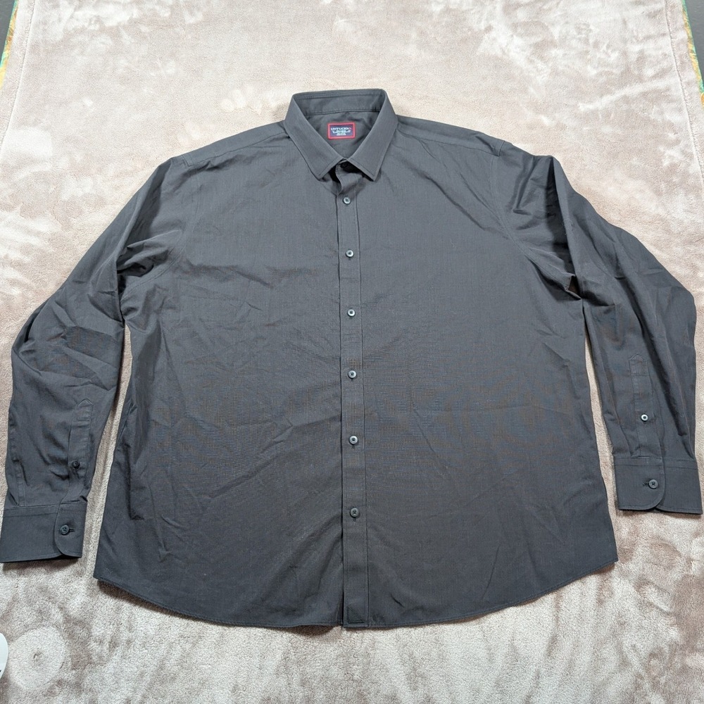 UNTUCKit Button Down Shirt Mens XXL Black Stone WF Relaxed Fit Wrinkle Free Grey